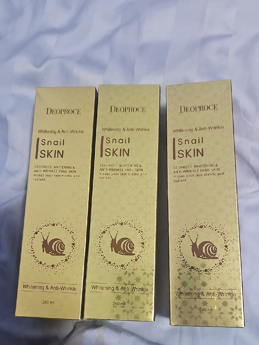 Three Brand New Sealed nail Skin Whitening & Anti-Wrinkle Toners - Gold